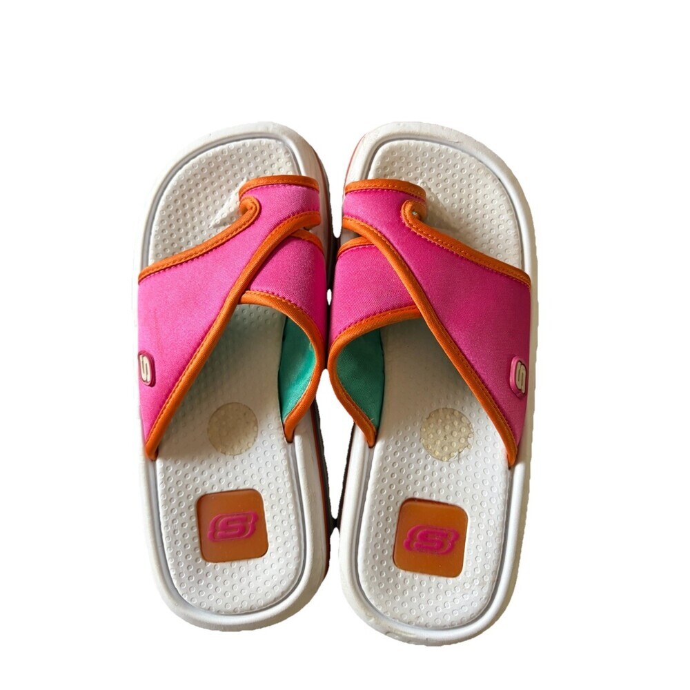 Vintage Y2K Skechers Pink Neon Chunky Platform Sandals Slides Buckle Sz 6